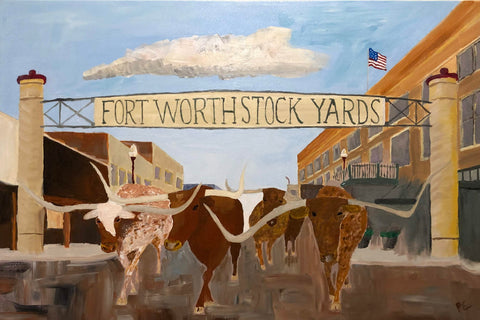 Fort Worth Stockyards - contemporary painting by Peter Eisengrein